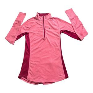 Nike Dri-Fit Pink Long Sleeve Pullover Sweatshirt Mock Turtleneck 1/2 Zip XS‎